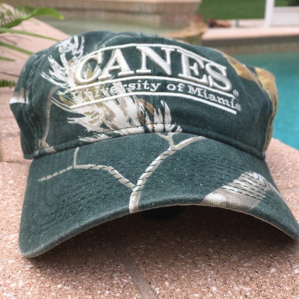 University of Miami Canes Camo Dad Strapback Hat